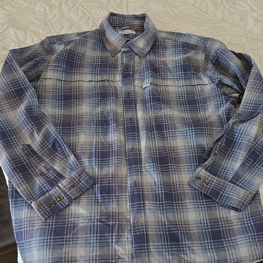 Carhartt Gray and Blue Plaid Button Down Shirt